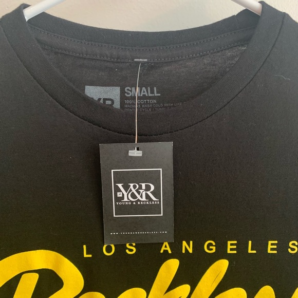 NWT Young & Reckless Black & Yellow Logo Short Sleeve Shirt - Picture 4 of 4